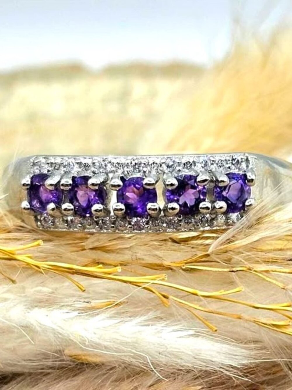 Elegant Amethyst Gemstone Adjustable Ring